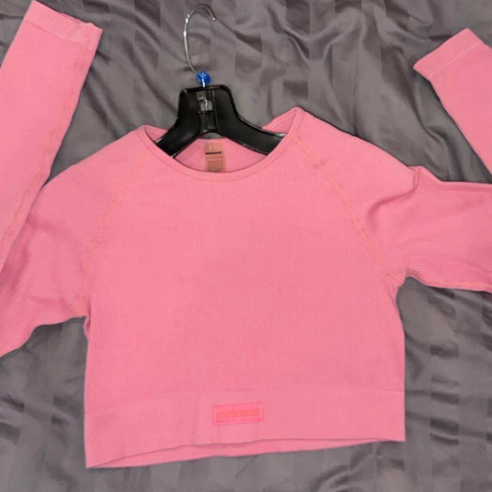 Women's Pink Crop Long Sleeve